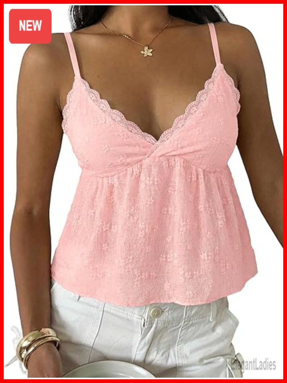 Y2K Floral Lace Trim Wrap V Neck Peplum Babydoll Sleeveless Spaghetti Strap